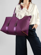 Sac Cabas Zipp� L Mistral Rollable Nylon Et Cuir Lancel Violet mistral A13996-vue-porte
