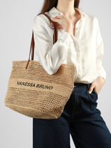Handtas Cabas Raphia Vanessa bruno Beige cabas raphia 60V40468-vue-porte