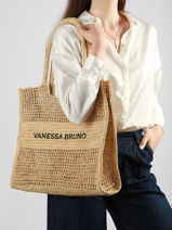 Schoudertas Cabas Raphia Raphia Vanessa bruno Beige cabas raphia 60V40892-vue-porte