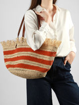 Sac Port� �paule Cabas Raphia Raphia Vanessa bruno Orange cabas raphia 23V40928-vue-porte