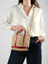 Cross Body Tas Baby Cabas Raffia Pailletten Vanessa bruno Beige cabas raphia 64V40410-vue-porte