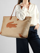 Schoudertas Summer Raphia Lacoste Beige summer NF5247PB-vue-porte