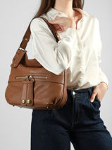 Sac Port� �paule Nomade Cuir Gerard darel Marron midday B402-vue-porte