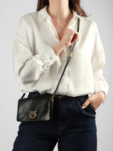 Sac Bandouli�re Love Bag Icon Cuir Pinko Noir love bag icon 6023A315-vue-porte