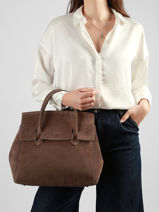 Sac � Main Clara Cuir Daim Nathan baume Marron nathan 2S-vue-porte