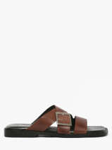 Mules En Cuir Pavement Marron women 25276
