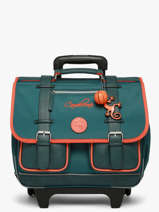 Boekentas Op Wieltjes 2 Compartimenten Cameleon Blauw vintage urban CR38