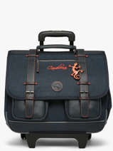Boekentas Op Wieltjes 3 Compartimenten Cameleon Blauw vintage urban CR41