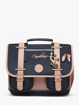 Boekentas Kinderen 2 Compartimenten Cameleon Blauw vintage fantasy CA35