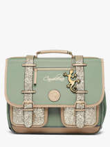 Cartable Enfant 2 Compartiments Cameleon Vert vintage fantasy CA38