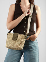 Sac Bandouli�re Estival Raphia Le voyage en panier Vert estival PM944-vue-porte