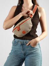 Sac Banane Le voyage en panier Beige resille PM958-vue-porte