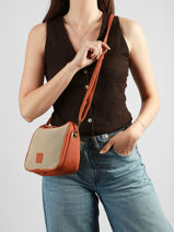 Sac Bandouli�re Resille Polyester Le voyage en panier Beige resille PM959-vue-porte