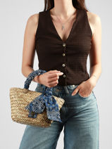 Sac Port� Main Bandana Paille Le voyage en panier Bleu bandana PM968-vue-porte