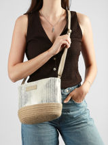 Cross Body Tas Iris� Raffia Le voyage en panier Wit guimauve PM289-vue-porte