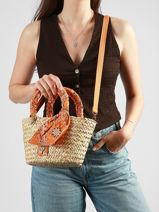Handtas Bandana Stro Le voyage en panier Oranje bandana PM968-vue-porte