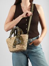 Sac Port� Main Bandana Paille Le voyage en panier Vert bandana PM968-vue-porte