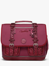 Boekentas Kinderen 3 Compartimenten Cameleon Violet vintage fantasy CA41