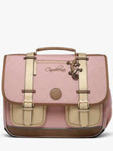 Boekentas Kinderen 3 Compartimenten Cameleon Roze vintage fantasy CA41