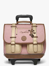 Boekentas Op Wieltjes Kinderen 2 Compartimenten Vintage Fantasy Cameleon Roze vintage fantasy CR38