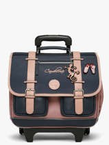 Boekentas Op Wieltjes Kinderen 2 Compartimenten Vintage Fantasy Cameleon Blauw vintage fantasy CR38