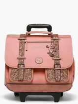 Cartable � Roulettes 3 Compartiments Cameleon Rose vintage fantasy CR41