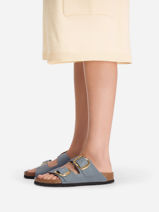 Slippers Uit Leder Birkenstock Grijs accessoires 1032071-vue-porte