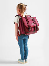 Boekentas Kinderen 2 Compartimenten Cameleon Violet vintage fantasy CA35-vue-porte