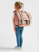 Cartable Enfant 2 Compartiments Cameleon Rose vintage fantasy CA35-vue-porte