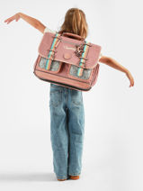 Cartable Enfant 2 Compartiments Vintage Fantasy Cameleon Rose vintage fantasy CA38-vue-porte