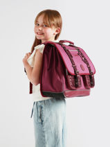 Boekentas Kinderen 3 Compartimenten Vintage Fantasy Cameleon Violet vintage fantasy CA41-vue-porte