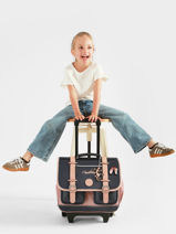 Boekentas Op Wieltjes Kinderen 2 Compartimenten Vintage Fantasy Cameleon Blauw vintage fantasy CR38-vue-porte