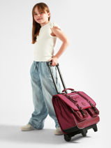 Cartable � Roulettes 3 Compartiments Cameleon Violet vintage fantasy CR41-vue-porte