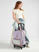 Sac A Dos � Roulettes 2 Compartiments Cameleon Violet vintage fantasy SR40-vue-porte