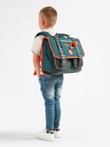 Boekentas Voor Kinderen 2 Compartimenten Cameleon Blauw vintage urban CA35-vue-porte