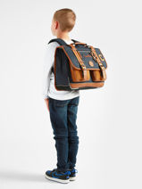 Cartable 2 Compartiments Cameleon Bleu vintage urban CA38-vue-porte