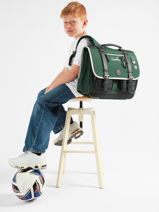 Cartable 3 Compartiments Cameleon Vert vintage urban CA41-vue-porte