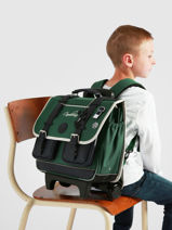 Boekentas Op Wieltjes 2 Compartimenten Cameleon Groen vintage urban CR38-vue-porte