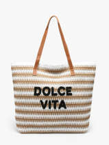 Sac Port� �paule Plage Paille Gerard pasquier Marron plage P26034