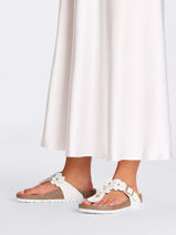 Slippers Gizeh Flower Uit Leder Birkenstock Wit women 1026735-vue-porte