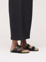Slippers Arizona Rivet Uit Leder Birkenstock Zwart women 1030348-vue-porte