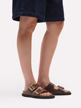 Mules Arizona Droplet En Cuir Birkenstock Marron women 1031910-vue-porte