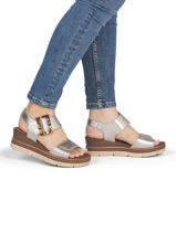 Sandales Talon Compens� En Cuir Remonte Or women 90-vue-porte