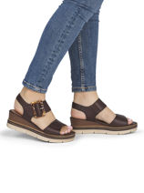 Sandalen Met Sleehak Uit Leder Remonte Bruin women 25-vue-porte