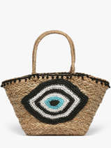 Sac Port� �paule Straw Paille Miniprix Noir straw B464