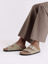 Mules Arizona Rivet En Cuir Birkenstock Beige women 1029390-vue-porte