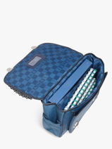 Boekentas 2 Compartimenten Caramel et cie Blauw boheme FI-vue-porte