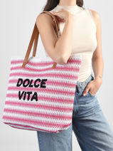 Schoudertas Plage Stro Gerard pasquier Roze plage P26034-vue-porte