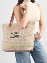 Sac Port� �paule Plage Paille Gerard pasquier Rose plage P26031-vue-porte