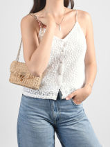 Cross Body Tas Moon Raphia Raphia Vanessa bruno Beige moon raphia 73V40326-vue-porte